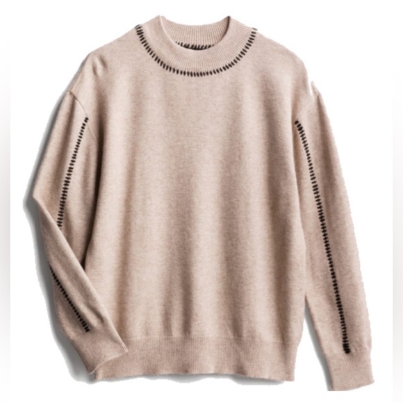 RD Style Sweaters - RD Style Tan with Black Stitching Details Sweater (Stitch Fix Exclusive) in XL